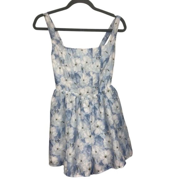 Lulus Truly a Cutie Light Blue Floral Organza Bustier Romper size XS - Picture 1 of 5